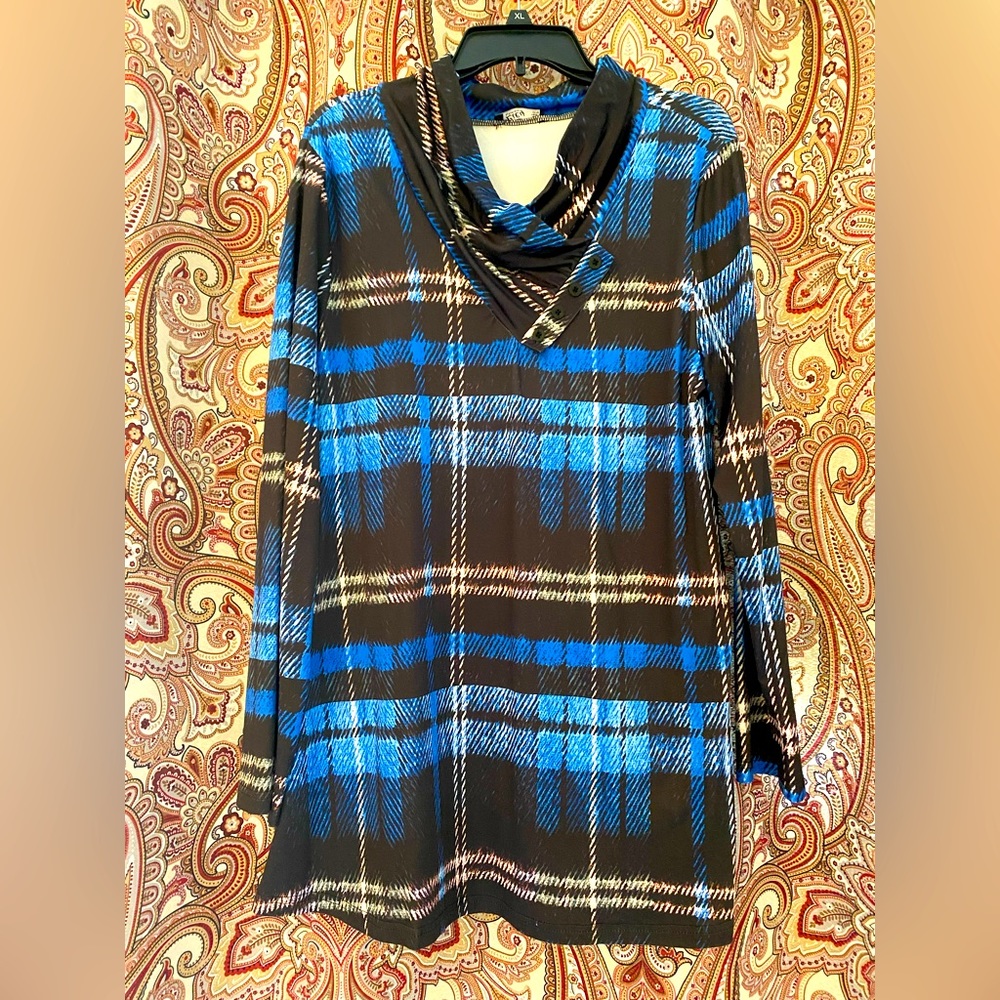 Beautiful blue, black & white tunic